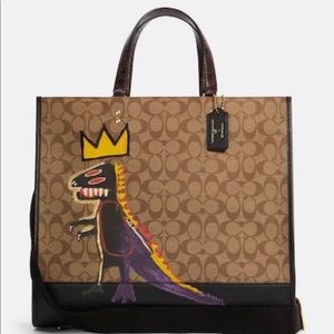 SALE!!!NWT Coach X Jean Michel Basquiat Dempsey Tote 40 In Signature Canvas